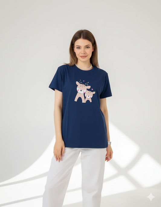 Deer Printed Basic Tees
