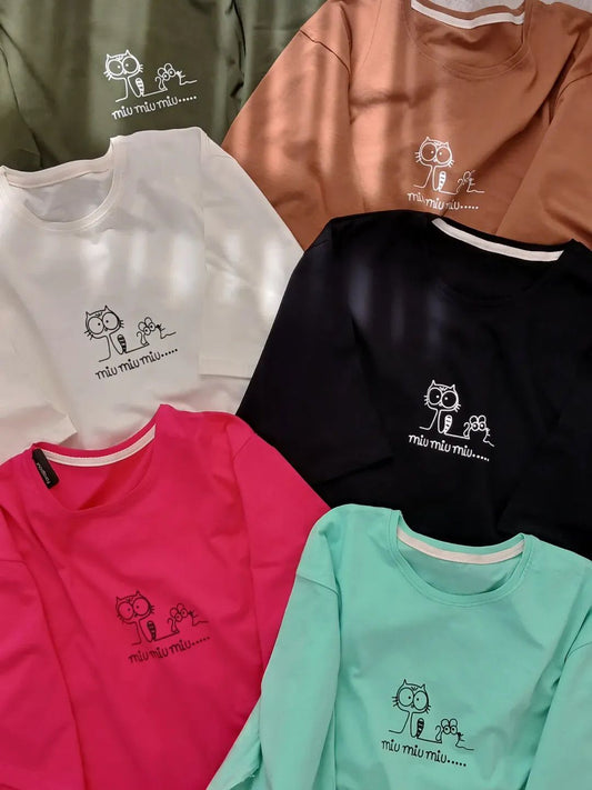 Miu Miu Miu Printed Drop Shoulder Tees