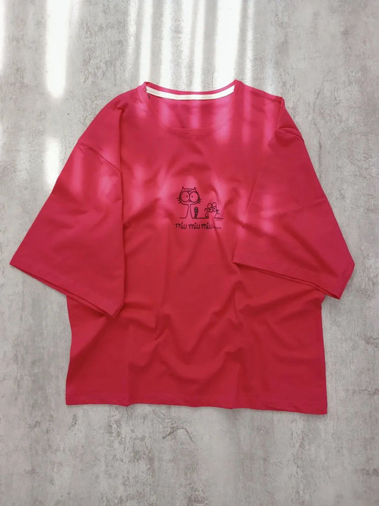 Miu Miu Miu Printed Drop Shoulder Tees