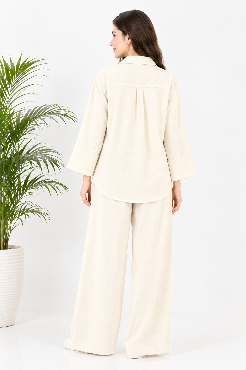 Plain Barbary Milky Button Co-ord Set -BV1020
