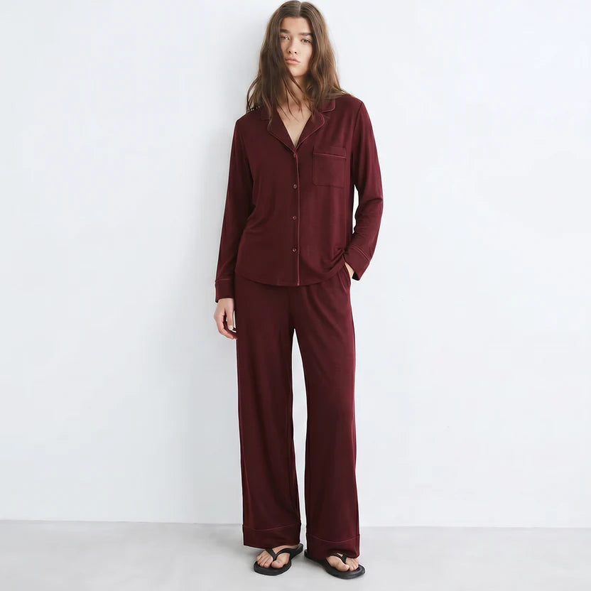 Cloud Pajama Set - Maroon