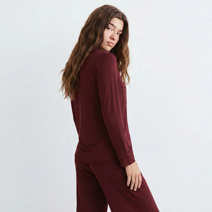 Cloud Pajama Set - Maroon