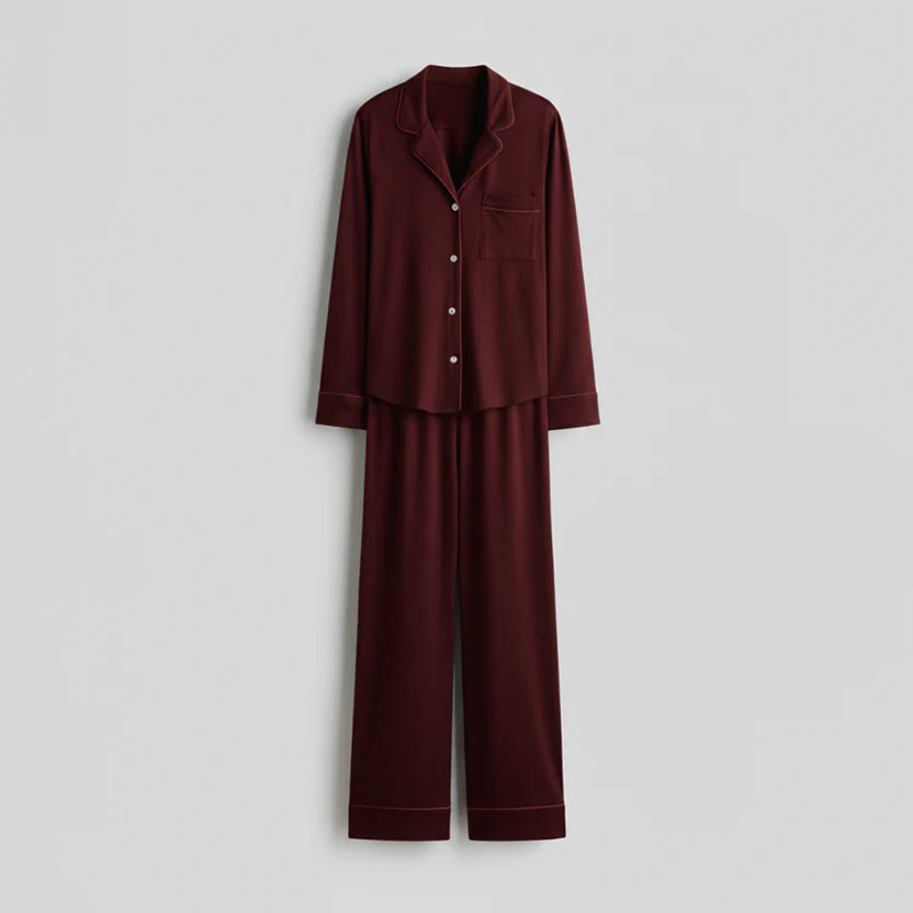 Cloud Pajama Set - Maroon