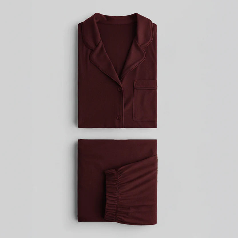 Cloud Pajama Set - Maroon