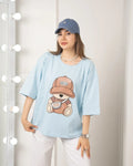 Lucky Bear Printed Drop Shoulder Tees