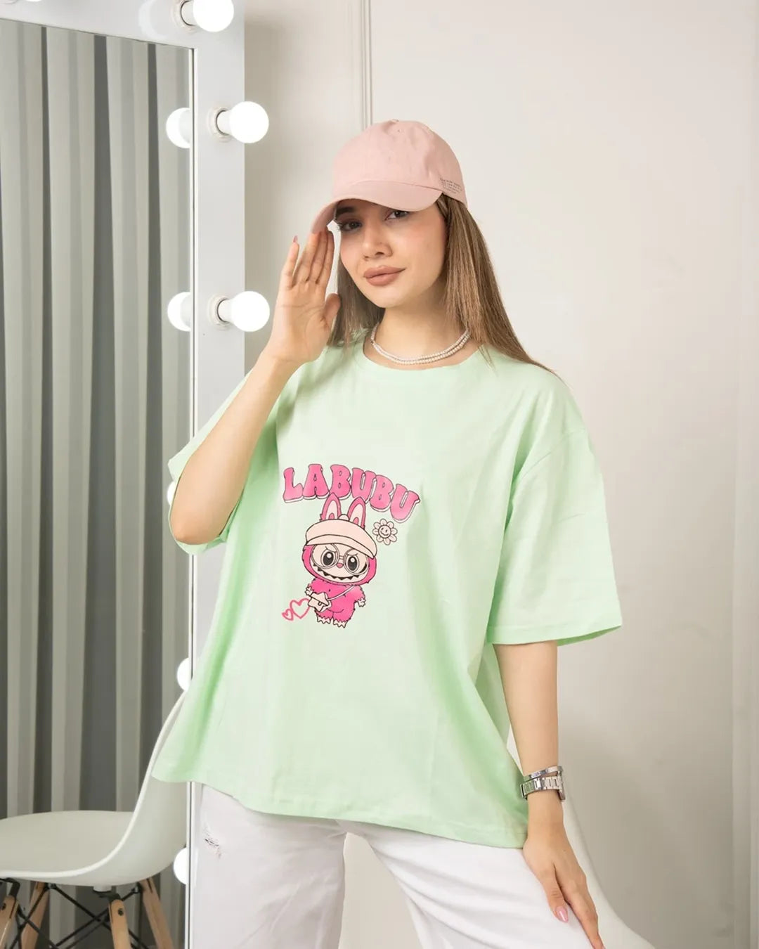 Labubu Printed Drop Shoulder Tees