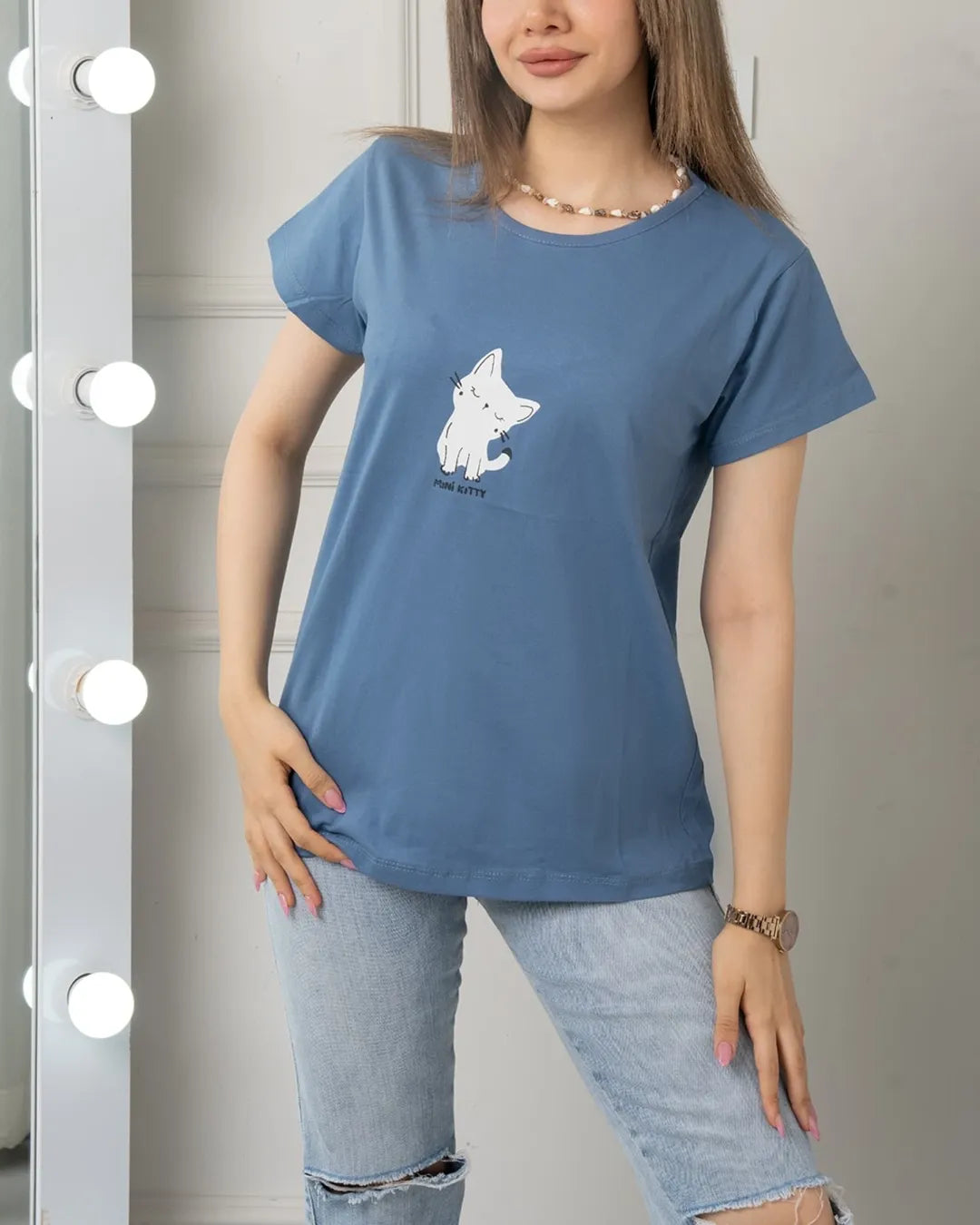 Mini Kitty Printed Basic Tees