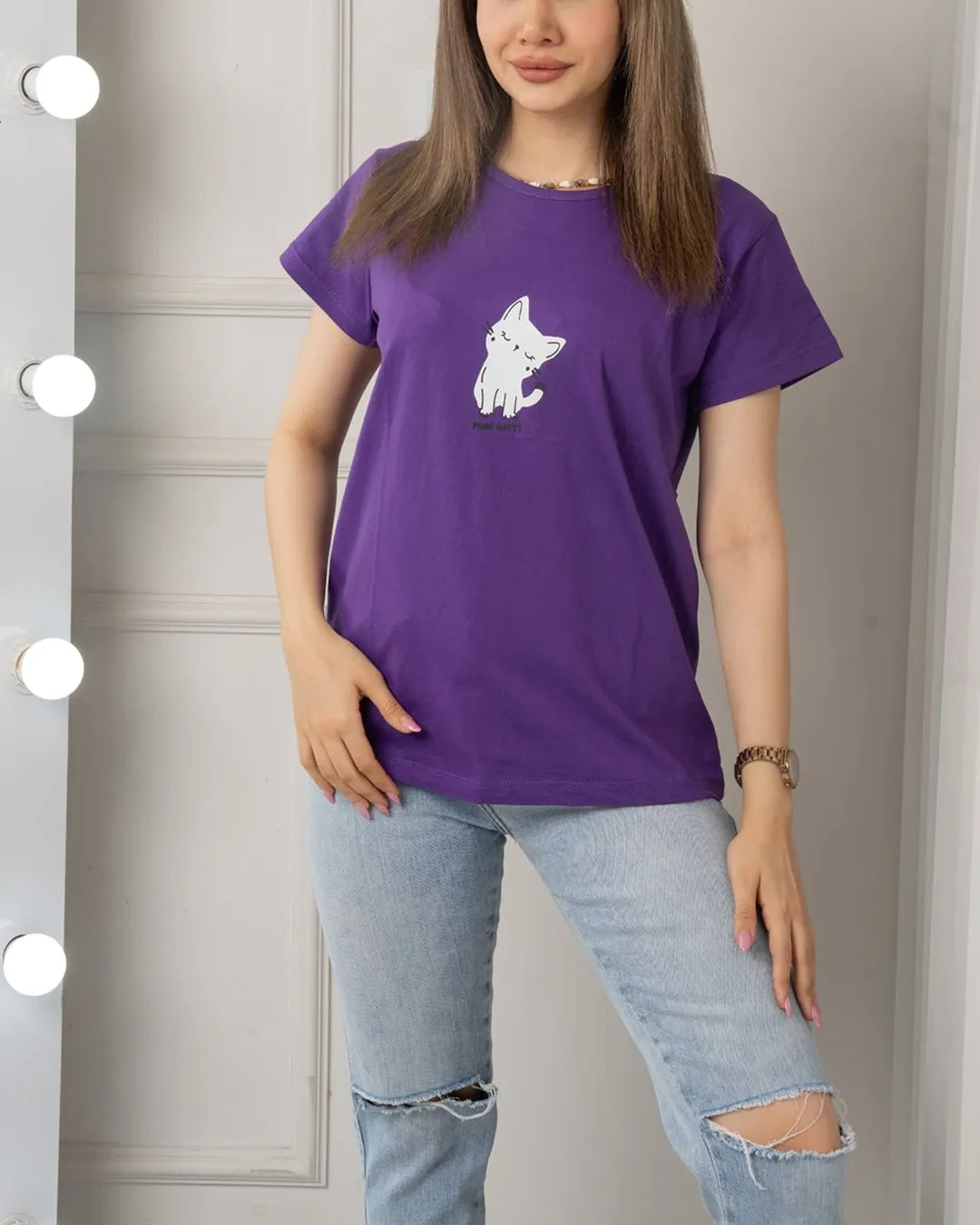 Mini Kitty Printed Basic Tees