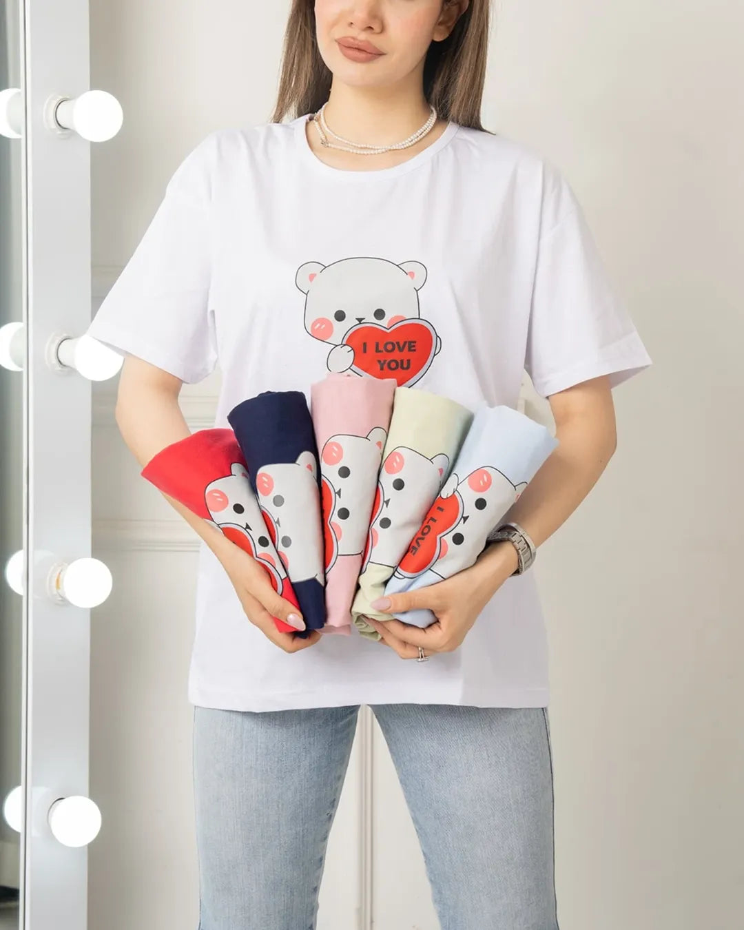 Love Bear Printed Drop Shoulder Tees