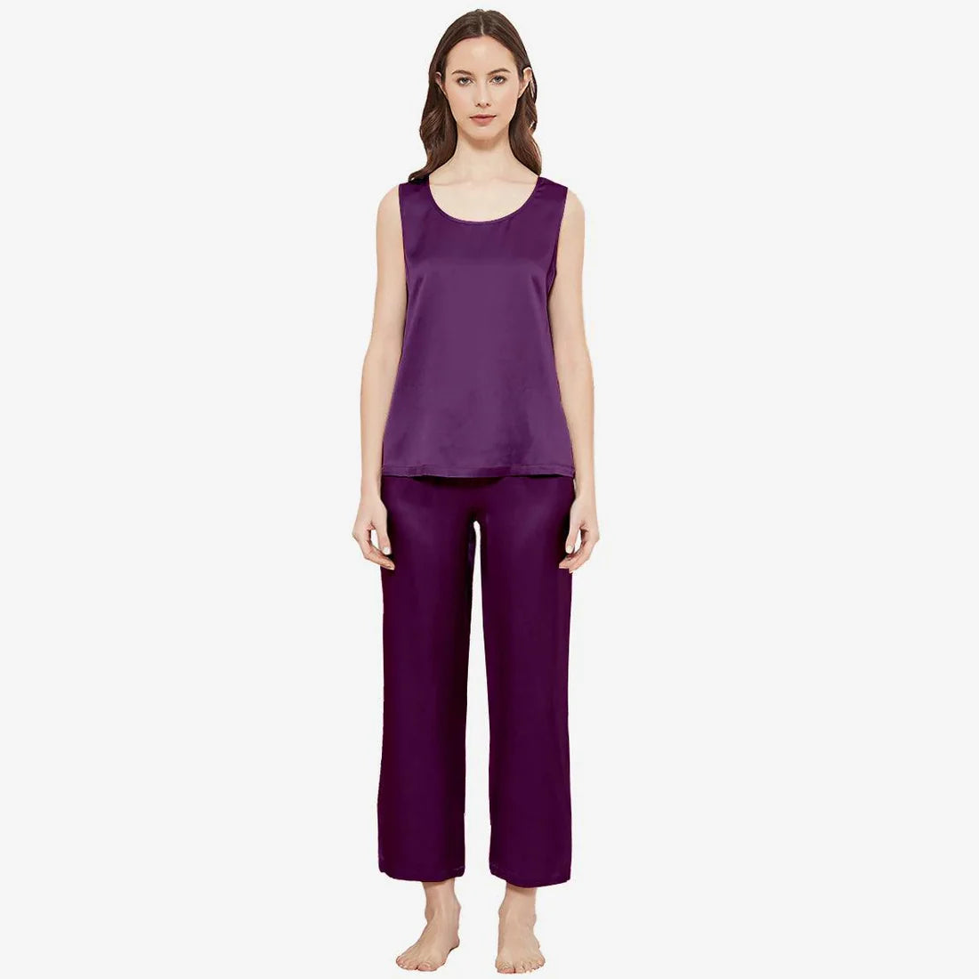 SILK TOP & PAJAMA SET - PURPLE