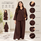 Plain Barbary Mocha Button Co-ord Set -BV1019