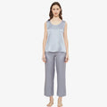 SILK TOP & PAJAMA SET - SILVER