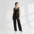 SILK TOP & PAJAMA SET - BLACK