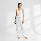 SILK TOP & PAJAMA SET - WHITE