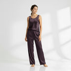 SILK TOP & PAJAMA SET - PURPLE