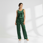 SILK TOP & PAJAMA SET - GREEN