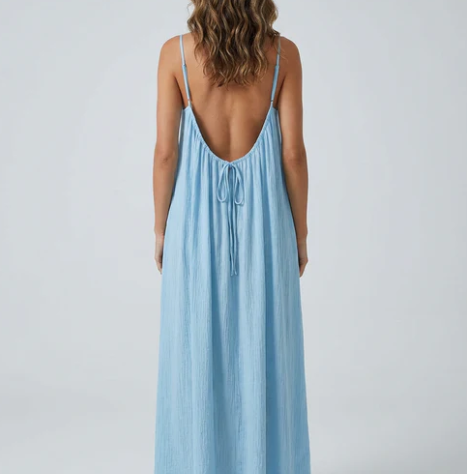 STUNNING BACKLESS MAXI DRESS - SKY BLUE