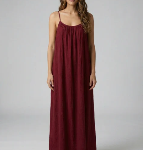 STUNNING BACKLESS MAXI DRESS - DEEP RED
