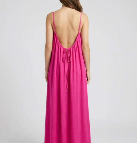 STUNNING BACKLESS MAXI DRESS -  PINK