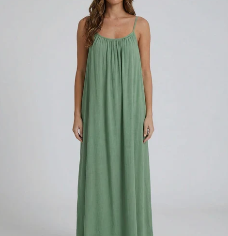 STUNNING BACKLESS MAXI DRESS - LIGHT GREEN