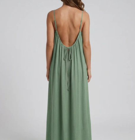 STUNNING BACKLESS MAXI DRESS - LIGHT GREEN
