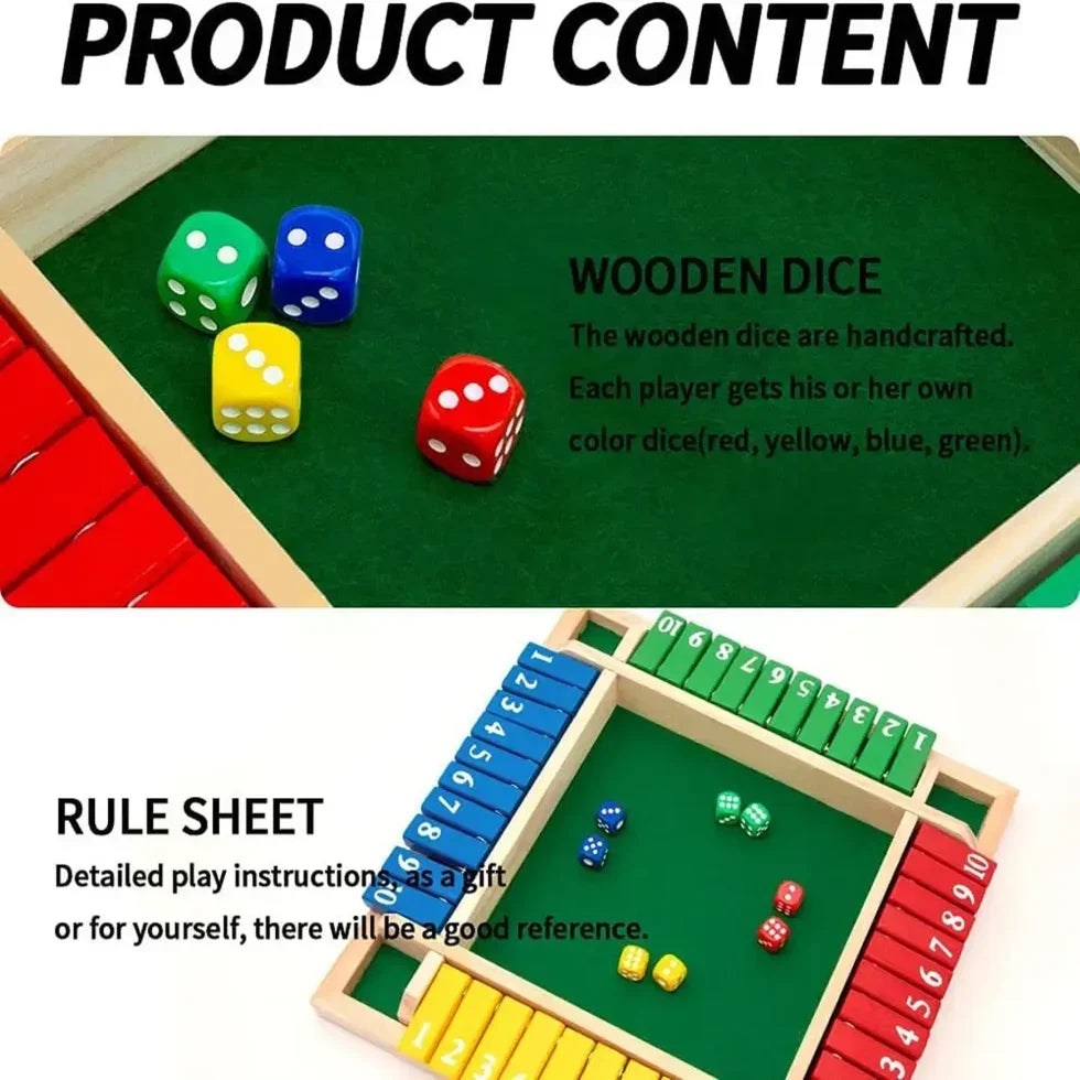 hut The Box Dice Game – Wooden Family Math Board Game 2–4 Players