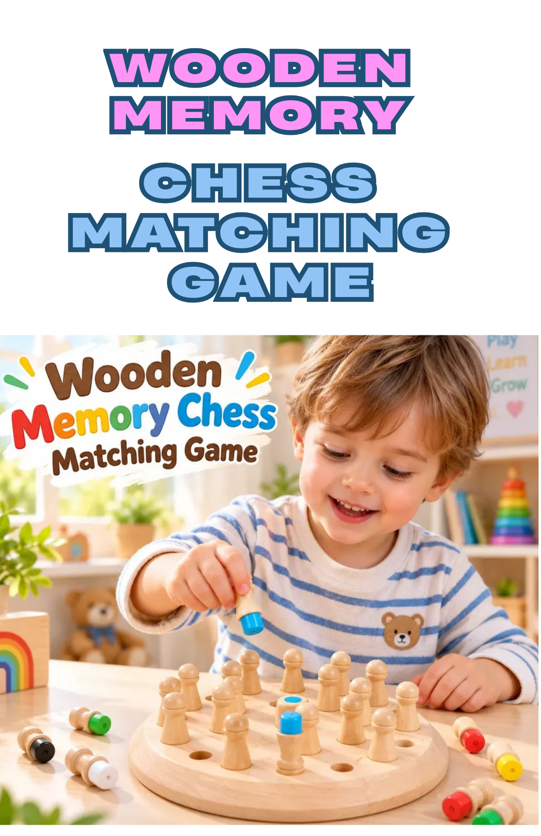 Wooden Memory Chess Matching Game