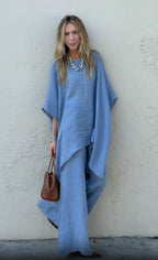 Elegant Linen Co-Ord Set – Premium Women's Loose Fit Two Piece Outfit