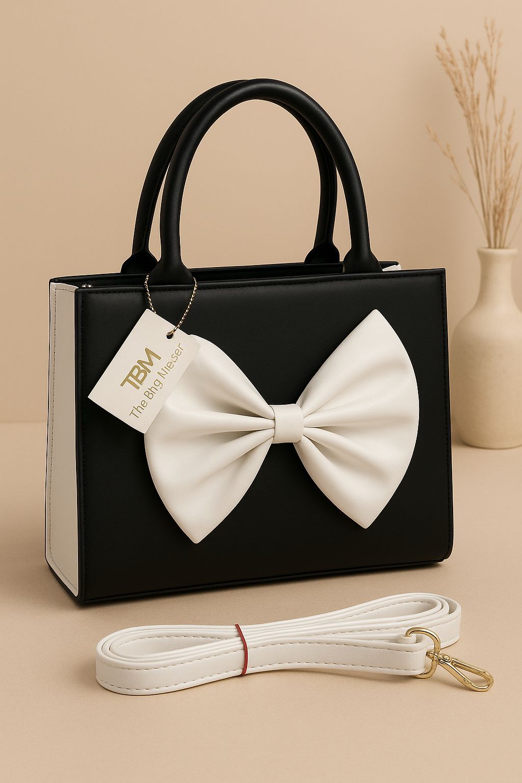 TRENDY BOW STYLE HANDBAG