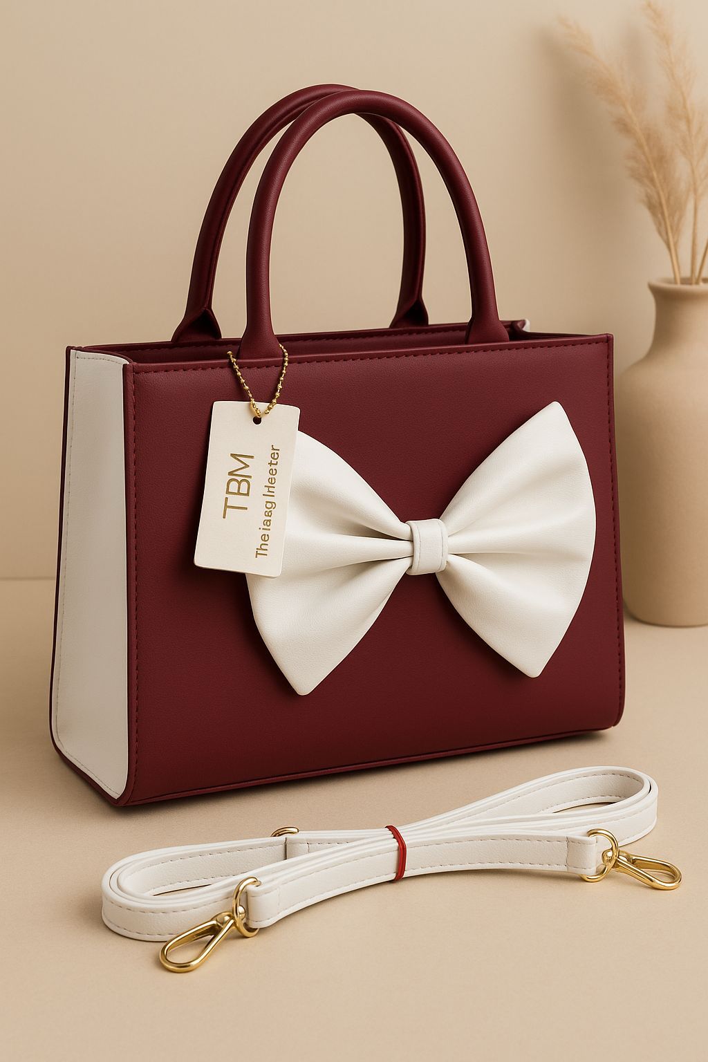 TRENDY BOW STYLE HANDBAG