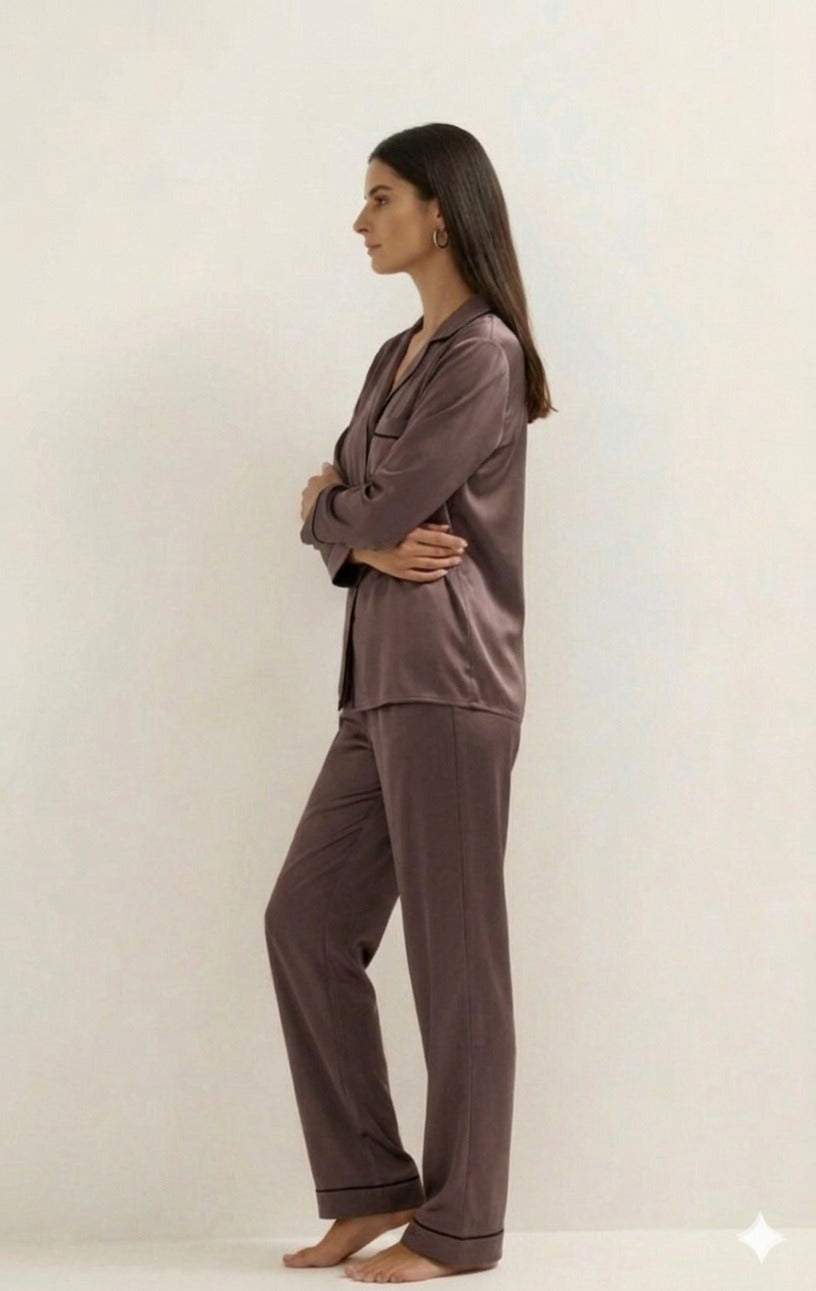 PLAIN SILK - DUSTYBROWN