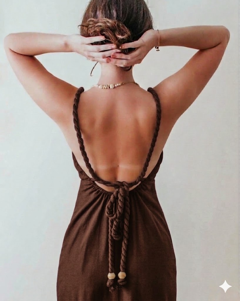 LUNA BACKLESS LINEN MAXI DRESS - MOCHA