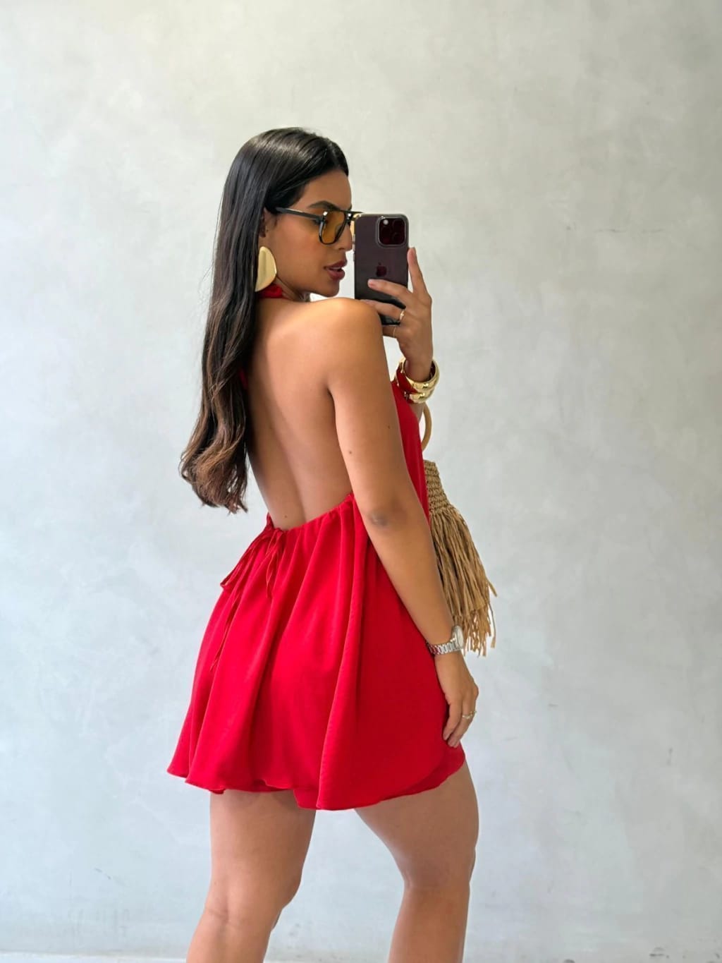 CONJUNTO LINEN TWO-PIECE SET - CHERRY RED