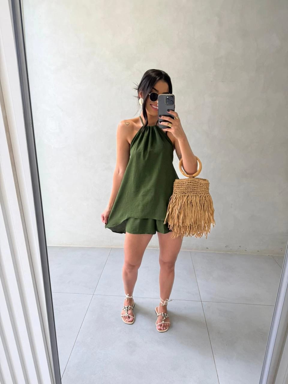 CONJUNTO LINEN TWO-PIECE SET - EMERALD GREEN