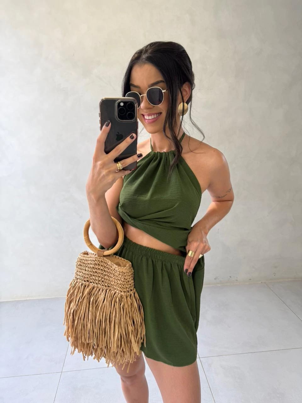 CONJUNTO LINEN TWO-PIECE SET - EMERALD GREEN