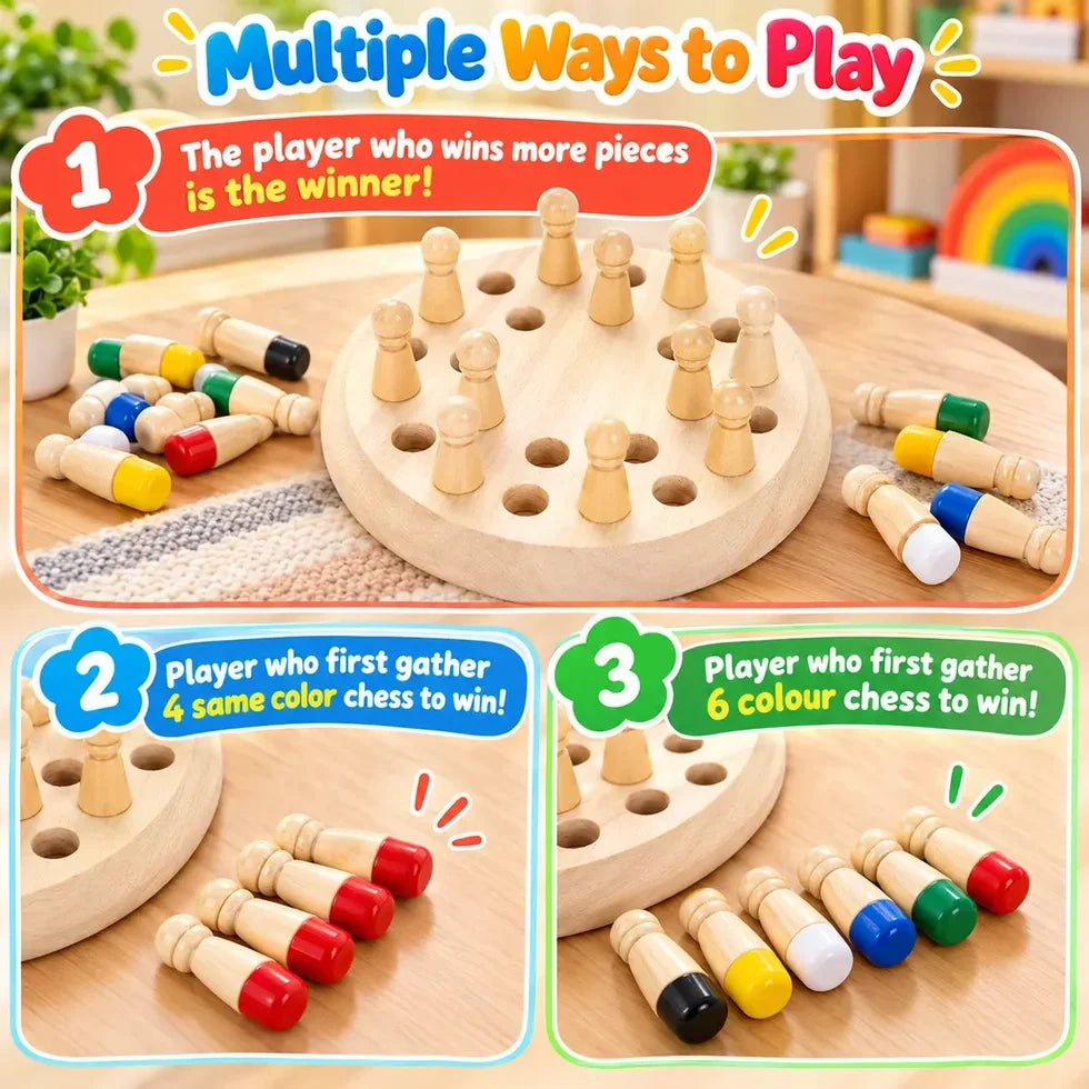 Wooden Memory Chess Matching Game