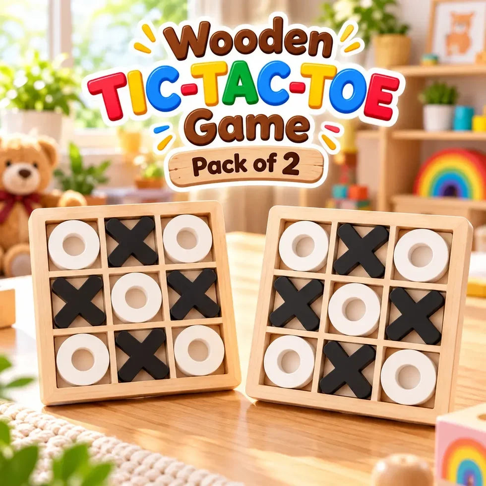 Wooden Tic-Tac-Toe Puzzle Game