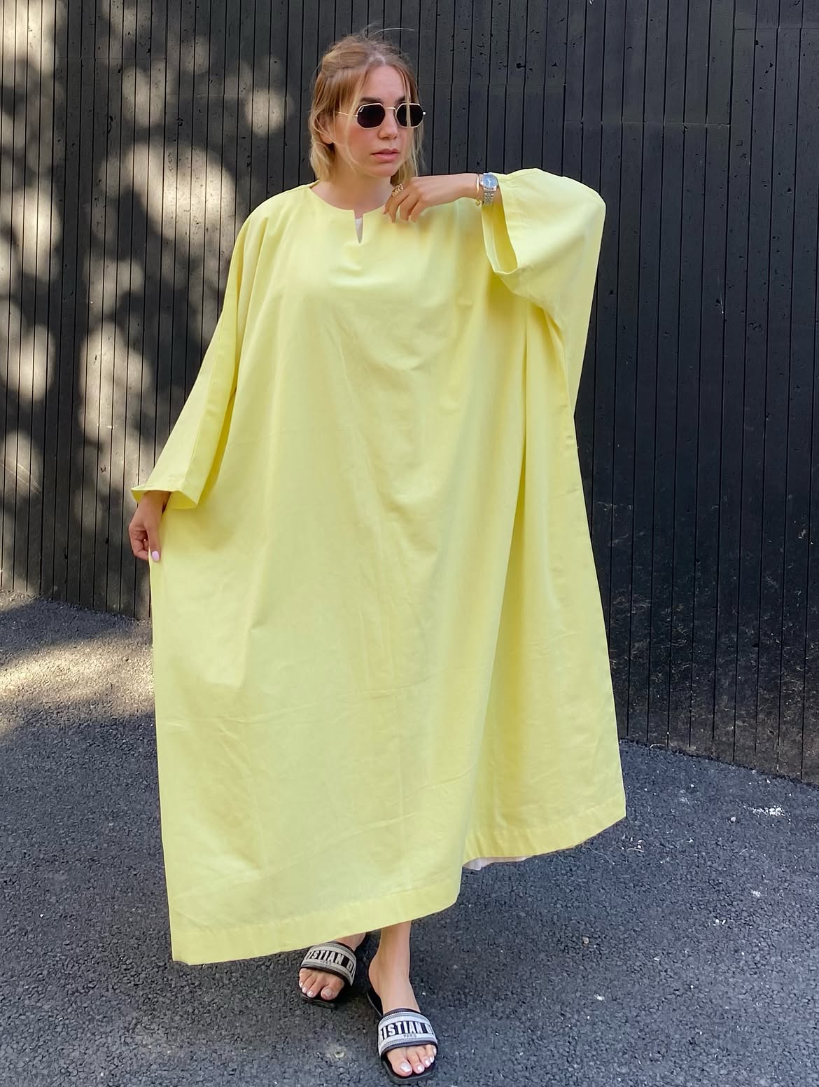 Premium Linen Batwing Kaftan Dress | Oversized Relaxed Fit Maxi Dress for Women