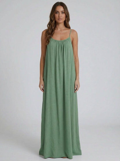 STUNNING BACKLESS MAXI DRESS - LIGHT GREEN