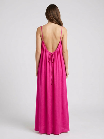 STUNNING BACKLESS MAXI DRESS -  PINK