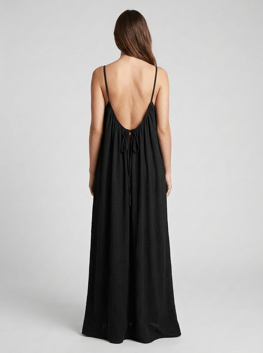 Premium Women's Linen STUNNING BACKLESS MAXI DRESS