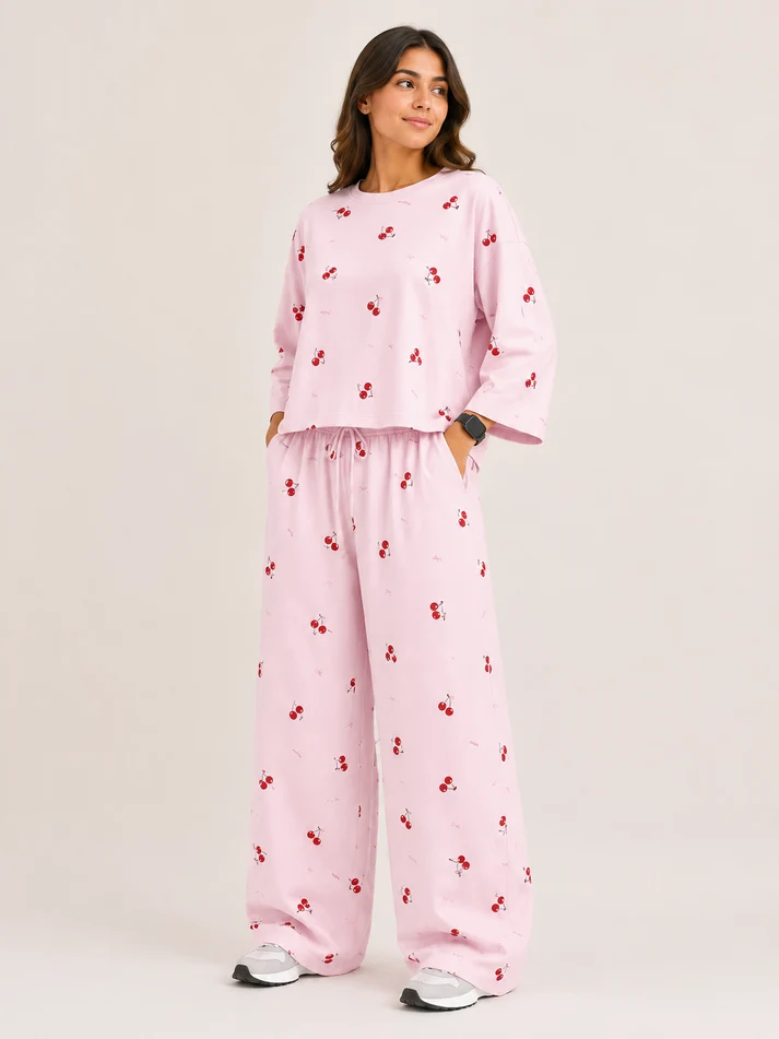 Barbary Fabric Co-ord Set Loose Trouser & Short Tee SBSPJ-04