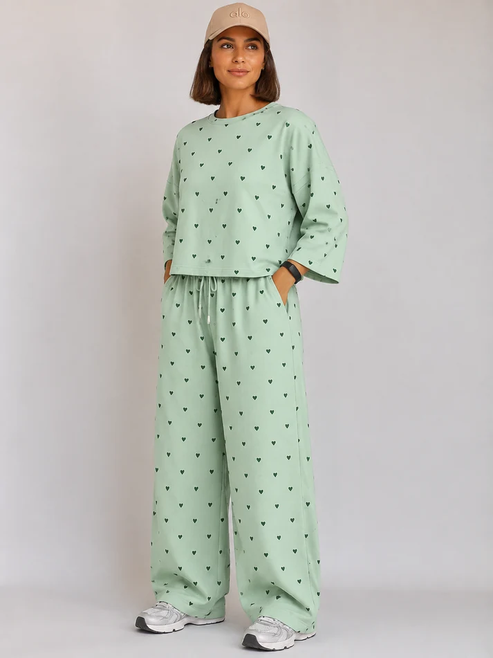 Barbary Fabric Co-ord Set Loose Trouser & Short Tee SBSPJ-05