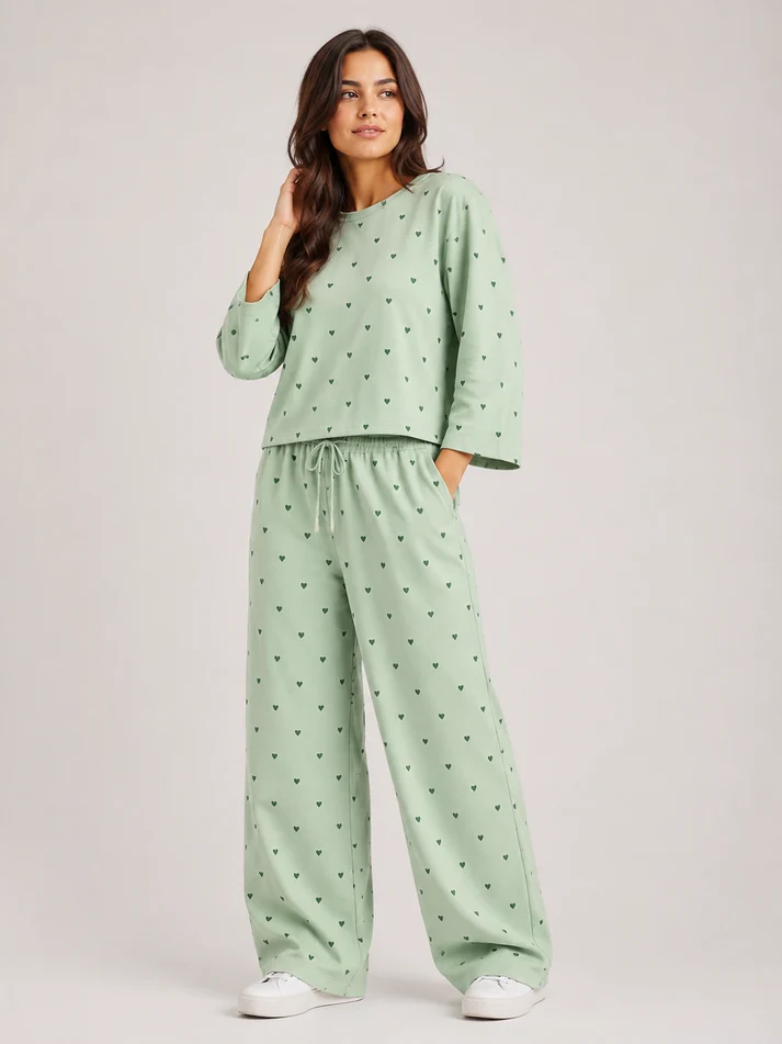 Barbary Fabric Co-ord Set Loose Trouser & Short Tee SBSPJ-05