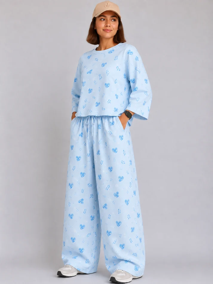 Barbary Fabric Co-ord Set Loose Trouser & Short Tee SBSPJ-08