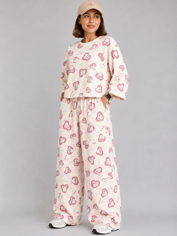 Barbary Fabric Co-ord Set Loose Trouser & Short Tee SBSPJ-09