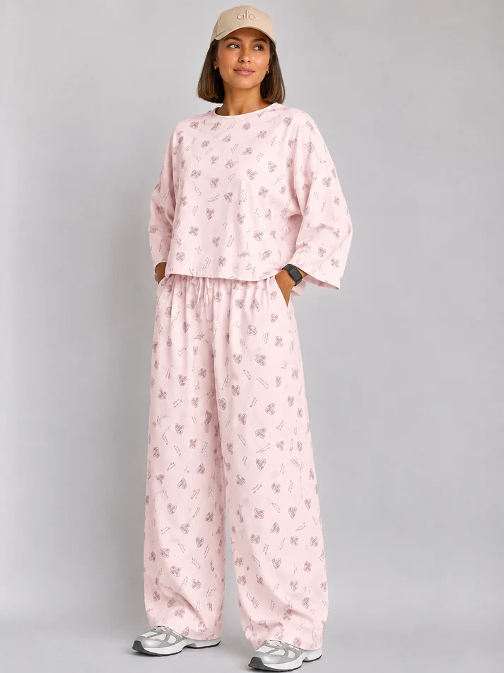Barbary Fabric Co-ord Set Loose Trouser & Short Tee SBSPJ-12