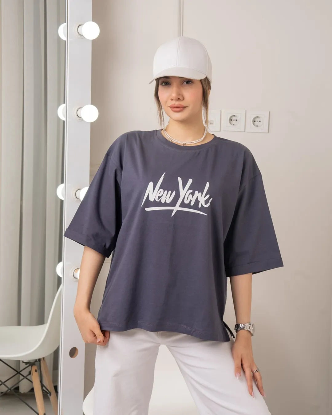 New York Francisco Printed Drop Shoulder Tees