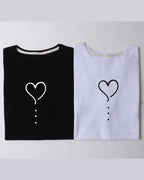 Heart Printed Drop Shoulder Tees