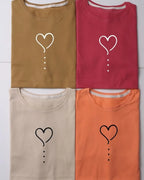 Heart Printed Drop Shoulder Tees